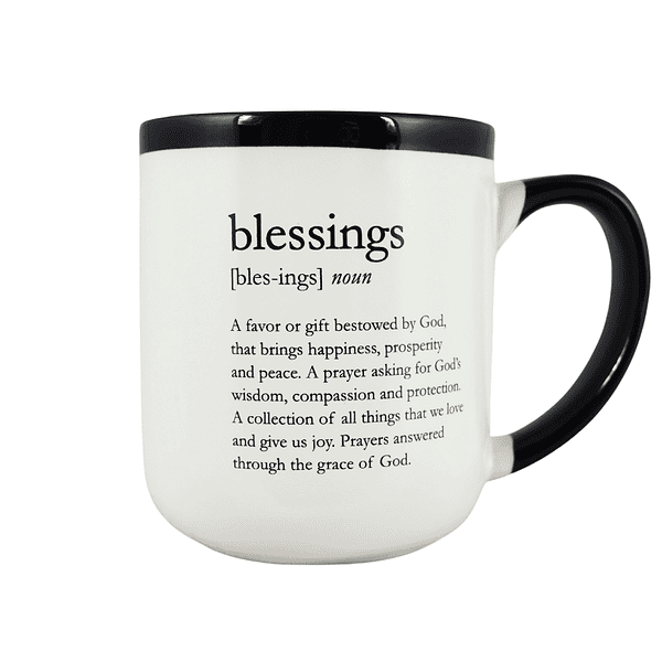 Blessings White and Black Ceramic Coffee Mug - Image 2