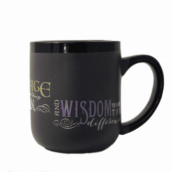 Serenity Prayer Black Ceramic Coffee Mug