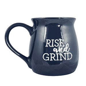 Rise and Grind Blue Ceramic Coffee Mug