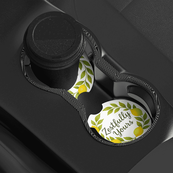 Zestfully Yours & Perfectly Paired Car Coasters  – Set of 2 - Image 2