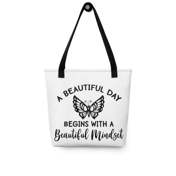 A Beautiful Day Begins with a Beautiful Mindset Tote Bag – Inspirational Reusable Shopping & Everyday Bag