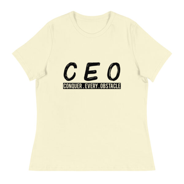 CEO Conquer Every Obstacle Women’s Entrepreneur Graphic T-Shirt – Motivational Business Tee - Image 4
